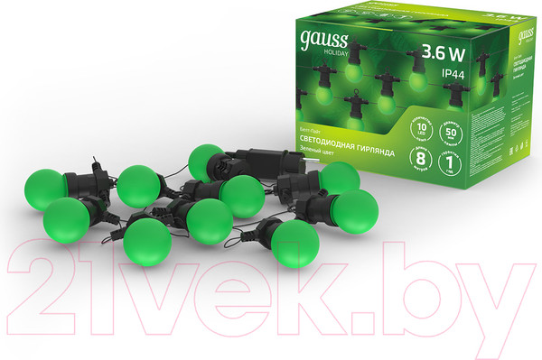 Изображение товара Светодиодная гирлянда Gauss Holiday HL061 (зеленый)