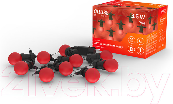 Изображение товара Светодиодная гирлянда Gauss Holiday HL064 (красный)