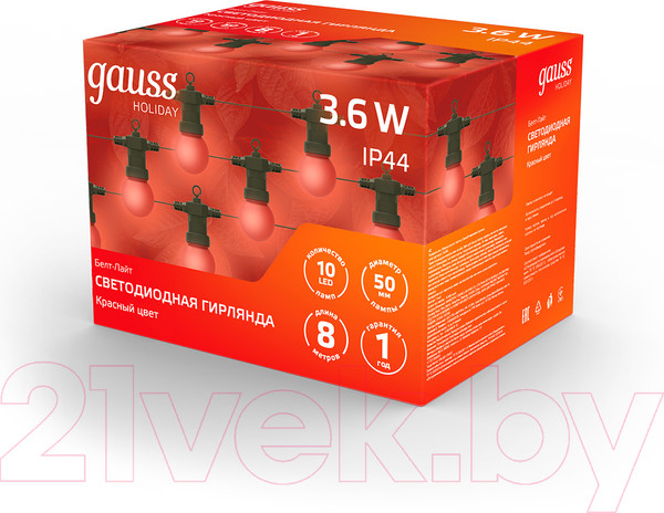 Изображение товара Светодиодная гирлянда Gauss Holiday HL064 (красный)
