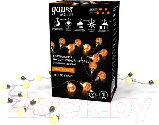 Изображение товара Садовая гирлянда Gauss Solar GS034