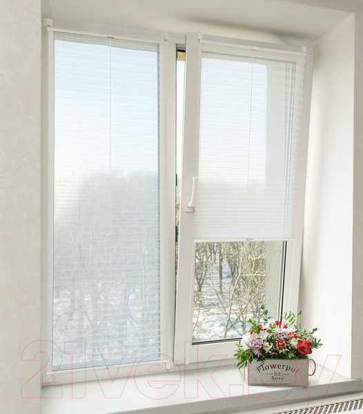 Изображение товара Штора-плиссе Delfa Plain Transparent СПШ-3504 (48x160, белый)