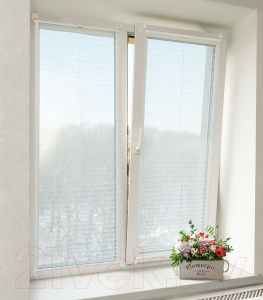 Изображение товара Штора-плиссе Delfa Plain Transparent СПШ-3504 (62x160, белый)