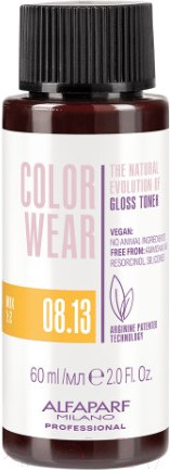 Изображение товара Крем-краска для волос Alfaparf Milano Color Wear Gloss Toner 08.13 (60мл, Soft Light Ash Golden Blonde)