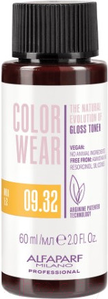 Изображение товара Крем-краска для волос Alfaparf Milano Color Wear Gloss Toner 09.32 (60мл, Soft Very Light Golden Violet Blonde)