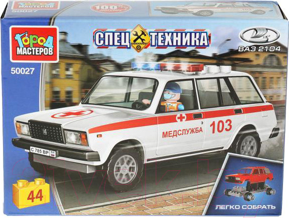 Изображение товара Конструктор Город мастеров Lada-2104 Скорая помощь / 50027-CY (44эл)
