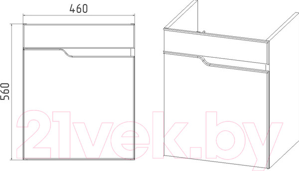 Изображение товара Тумба под умывальник Viant Куба Como 50 / VKUB50CO-T1STP
