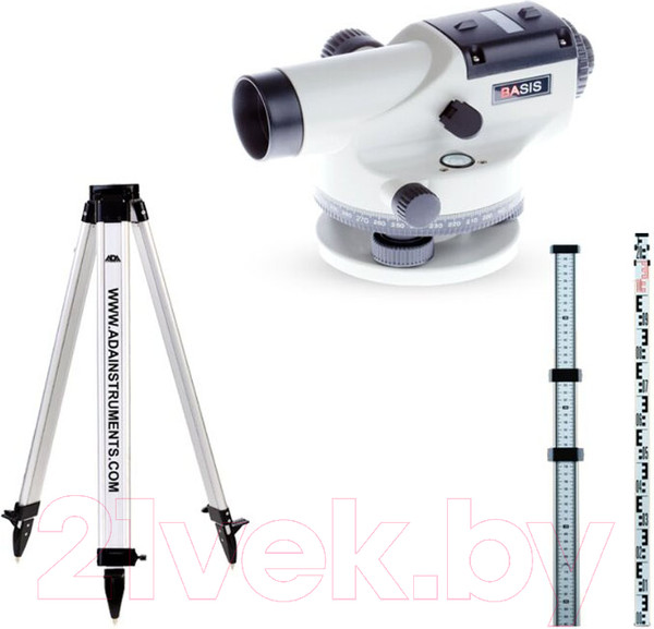 Изображение товара Оптический нивелир ADA Instruments Basis + рейка STAFF 3 + штатив на клипсах Light / А00197К1