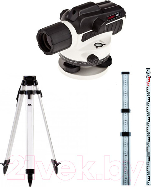 Изображение товара Оптический нивелир ADA Instruments Ruber-X32 + Рейка STAFF 3 + Штатив на клипсах Light / А00121К1