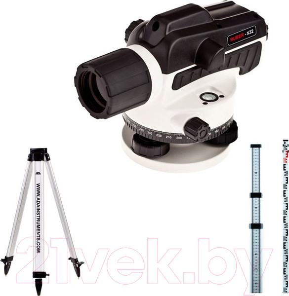 Изображение товара Оптический нивелир ADA Instruments Ruber-X32 + рейка STAFF 3 + штатив на винтах Light / А00201К
