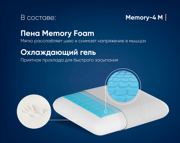Изображение товара Ортопедическая подушка Фабрика сна Memory-4 M Gel (60x40x12)
