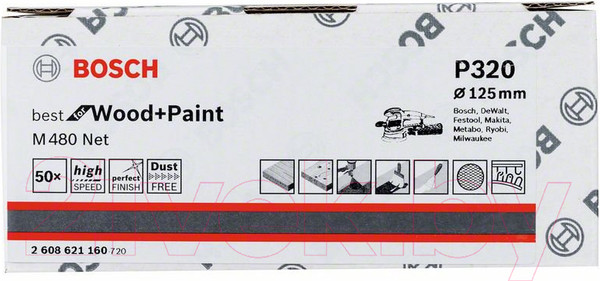 Изображение товара Шлифлист Bosch 2.608.621.160 (50шт)