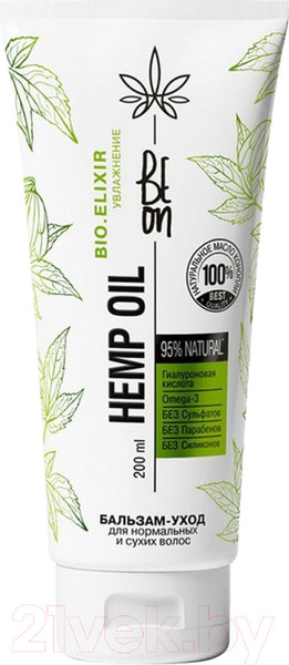 Изображение товара Бальзам для волос BeOn Hemp Oil Уход для нормальных и сухих волос увлажняющий (200мл)