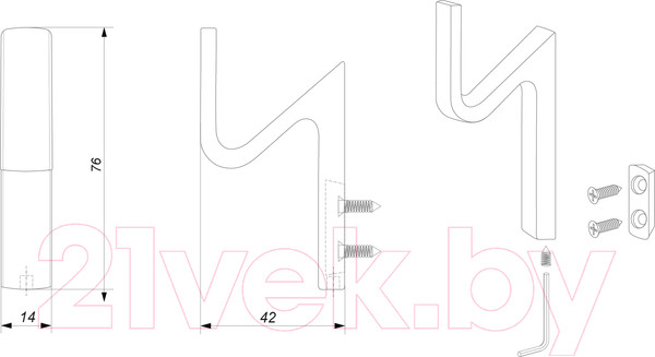 Изображение товара Крючок для одежды Boyard ZigZag K107BL.13