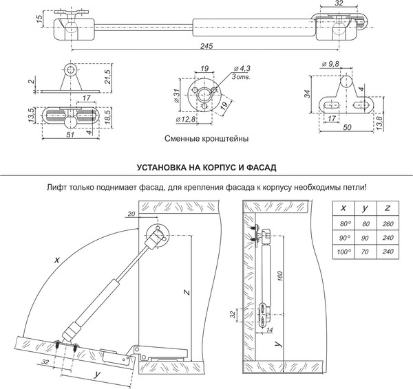 Изображение товара Газовый лифт мебельный Boyard GL103GRPH/80/3
