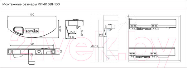 Изображение товара Крепление мебельное Boyard Старт SBH100/GR (с доводчиком)