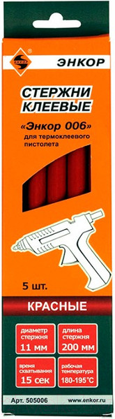 Изображение товара Клеевые стержни Энкор 006 / 505006 (5шт, красный)