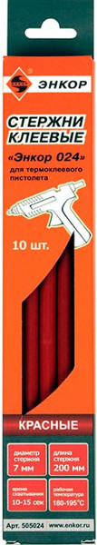 Изображение товара Клеевые стержни Энкор 024 / 505024 (10шт, красный)