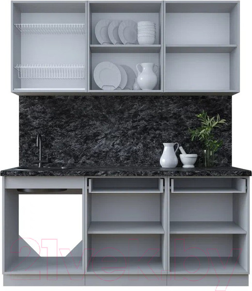 Изображение товара Кухонный гарнитур Интерлиния Тренд 1.8А (белый/белый/кастилло темный)