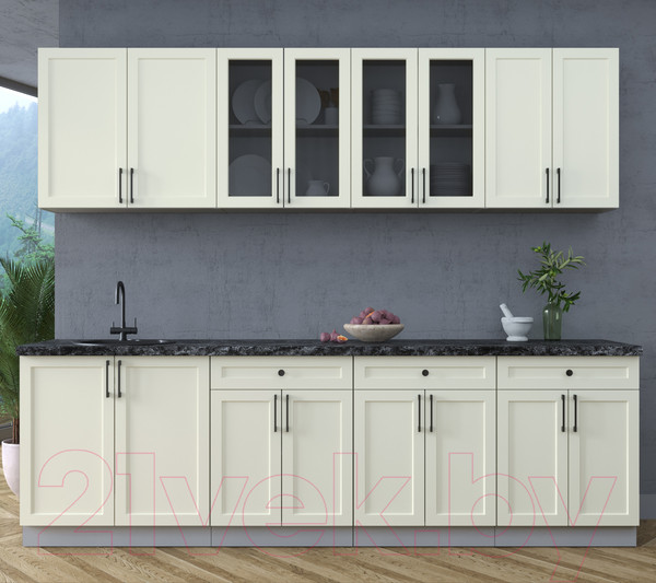 Изображение товара Кухонный гарнитур Интерлиния Тренд 2.6А (белый/белый/кастилло темный)