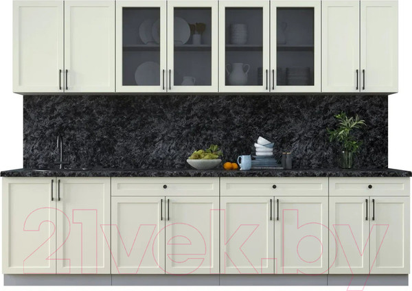 Изображение товара Кухонный гарнитур Интерлиния Тренд 3.0А (белый/белый/кастилло темный)