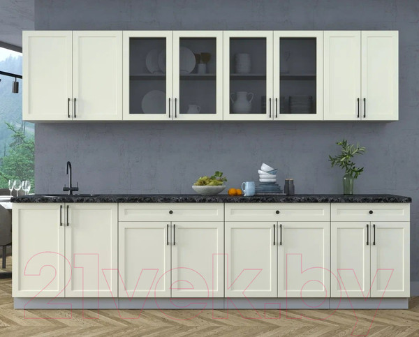 Изображение товара Кухонный гарнитур Интерлиния Тренд 3.0А (белый/белый/кастилло темный)