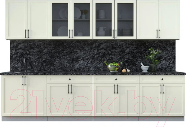 Изображение товара Кухонный гарнитур Интерлиния Тренд 3.2А (белый/белый/кастилло темный)