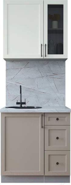 Изображение товара Кухонный гарнитур Интерлиния Тренд 0.8А (луна/белый/серый каспий)