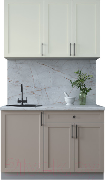 Изображение товара Кухонный гарнитур Интерлиния Тренд 1.2А (луна/белый/серый каспий)