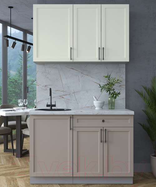 Изображение товара Кухонный гарнитур Интерлиния Тренд 1.2А (луна/белый/серый каспий)