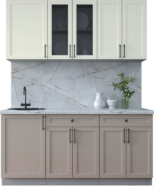 Изображение товара Кухонный гарнитур Интерлиния Тренд 1.7А (луна/белый/серый каспий)