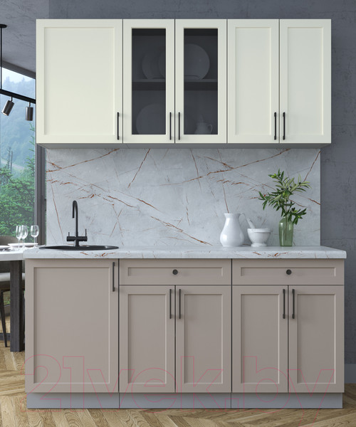 Изображение товара Кухонный гарнитур Интерлиния Тренд 1.7А (луна/белый/серый каспий)