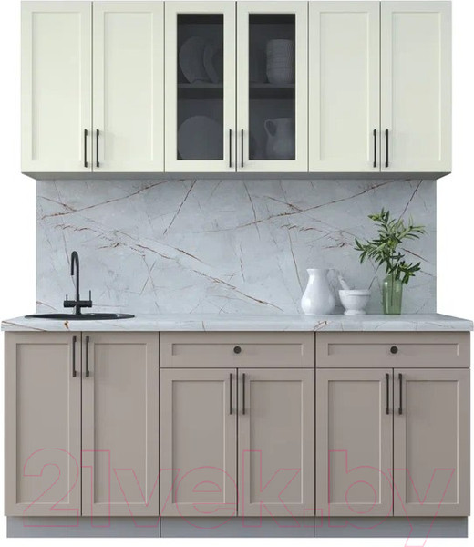 Изображение товара Кухонный гарнитур Интерлиния Тренд 1.8А (луна/белый/серый каспий)