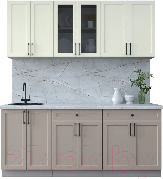 Изображение товара Кухонный гарнитур Интерлиния Тренд 1.9А (луна/белый/серый каспий)
