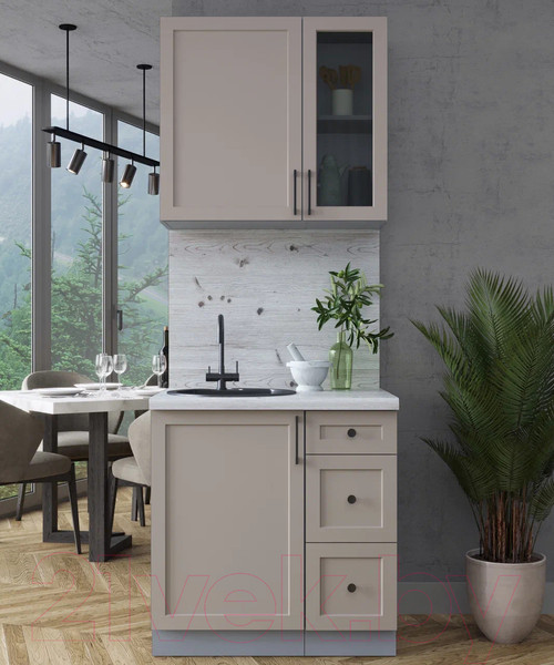 Изображение товара Кухонный гарнитур Интерлиния Тренд 0.8А (луна/луна/бискайская сосна)