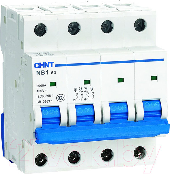 Изображение товара Выключатель автоматический Chint NB1-63 4P 25A 6кА (C) / 179745