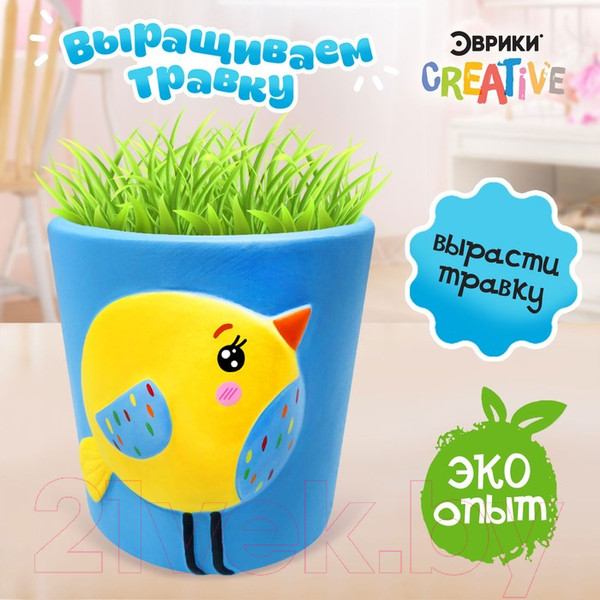 Изображение товара Набор для выращивания растений Эврики Выращиваем травку / 6911658 (птичка)