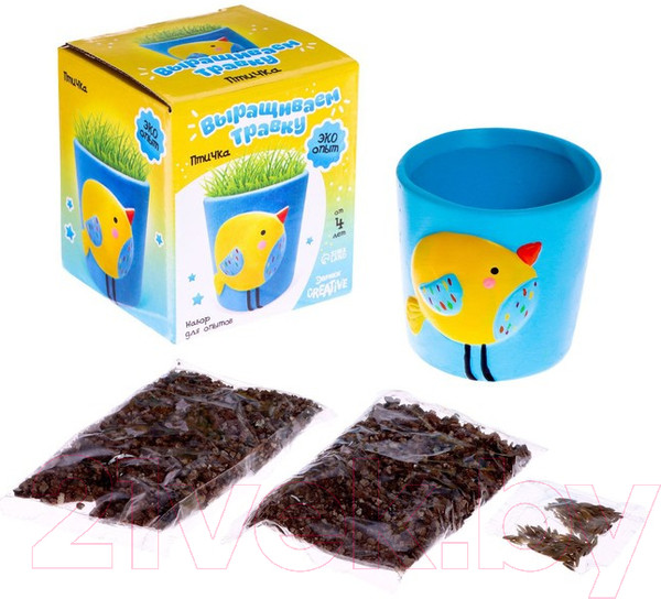 Изображение товара Набор для выращивания растений Эврики Выращиваем травку / 6911658 (птичка)
