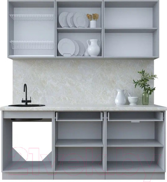 Изображение товара Кухонный гарнитур Интерлиния Тренд 1.9А (луна/луна/бискайская сосна)