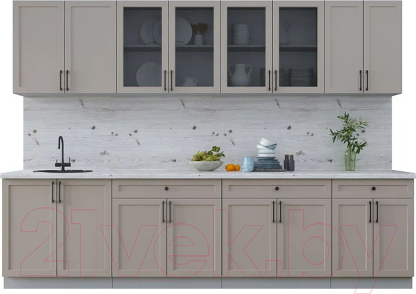 Изображение товара Кухонный гарнитур Интерлиния Тренд 3.0А (луна/луна/бискайская сосна)