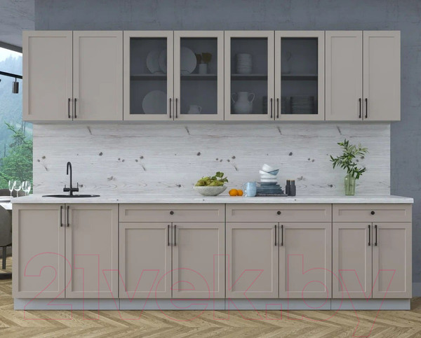 Изображение товара Кухонный гарнитур Интерлиния Тренд 3.0А (луна/луна/бискайская сосна)