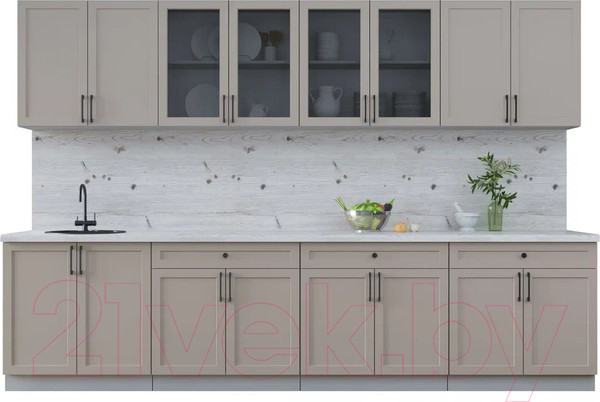 Изображение товара Кухонный гарнитур Интерлиния Тренд 3.2А (луна/луна/бискайская сосна)