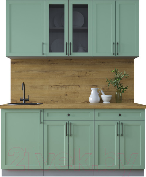 Изображение товара Кухонный гарнитур Интерлиния Тренд 1.7А (мята/мята/дуб бунратти)
