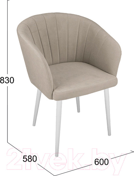 Изображение товара Стул ТриЯ Верона Т6 (белый муар/велюр D002 бежевый)