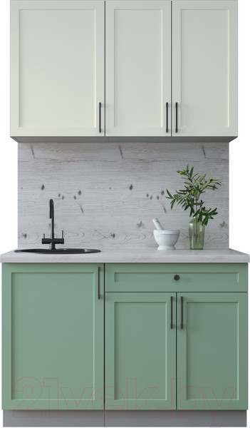 Изображение товара Кухонный гарнитур Интерлиния Тренд 1.2А (мята/белый/бискайская сосна)