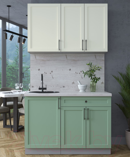 Изображение товара Кухонный гарнитур Интерлиния Тренд 1.2А (мята/белый/бискайская сосна)
