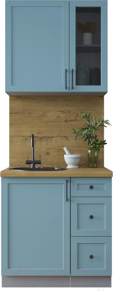 Изображение товара Кухонный гарнитур Интерлиния Тренд 0.8А (океан/океан/дуб бунратти)