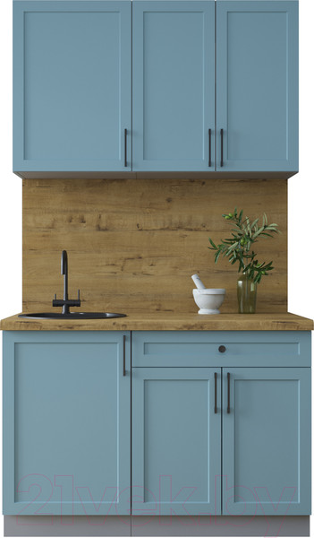 Изображение товара Кухонный гарнитур Интерлиния Тренд 1.2А (океан/океан/дуб бунратти)