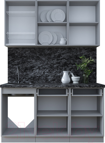 Изображение товара Кухонный гарнитур Интерлиния Тренд 1.5А (океан/океан/дуб бунратти)