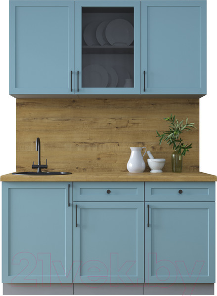 Изображение товара Кухонный гарнитур Интерлиния Тренд 1.5А (океан/океан/дуб бунратти)