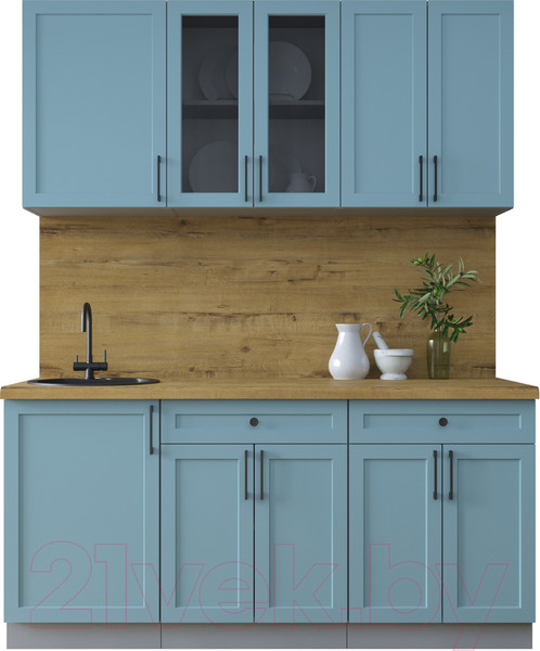 Изображение товара Кухонный гарнитур Интерлиния Тренд 1.7А (океан/океан/дуб бунратти)